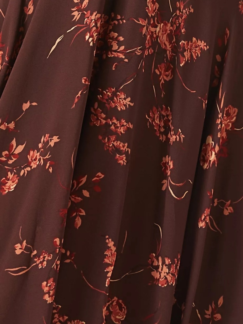 Reformation Evra Floral  Midi Dress Brown Open Back Puff Sleeve Size 8 - Picture 4 of 7